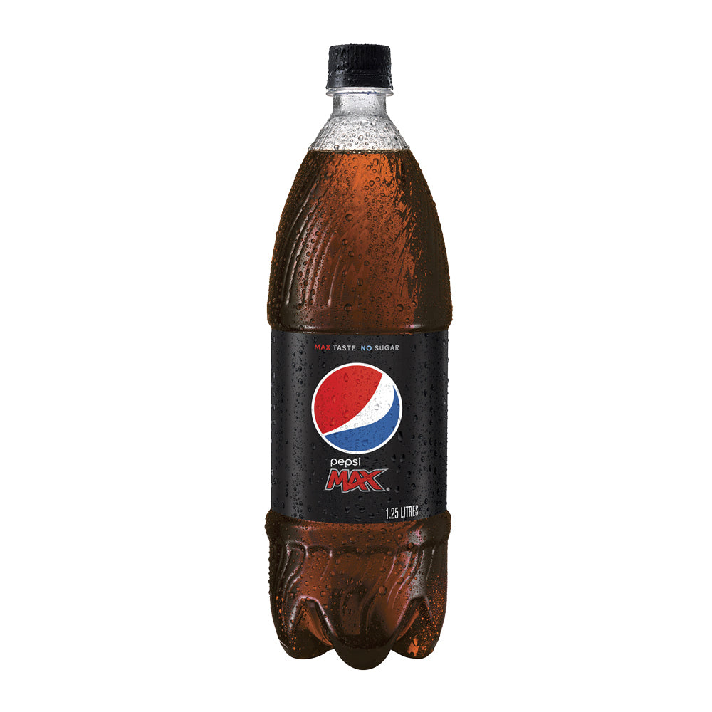 12pc Pepsi Max Cola Flavoured Zero Sugar Soft Drink Bottles 1.25L