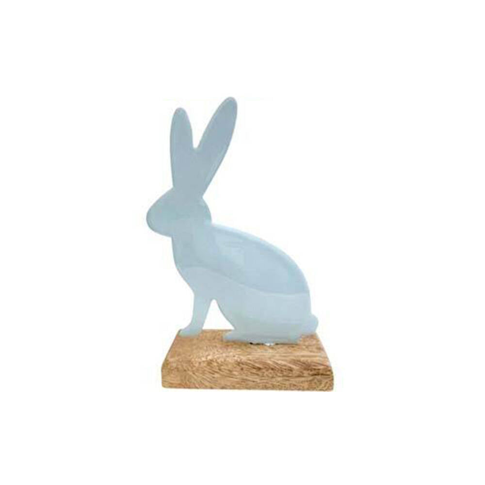 4PK LVD Rabbit On Stand Figurine Iron/Wood Decor 15x10cm - Assorted
