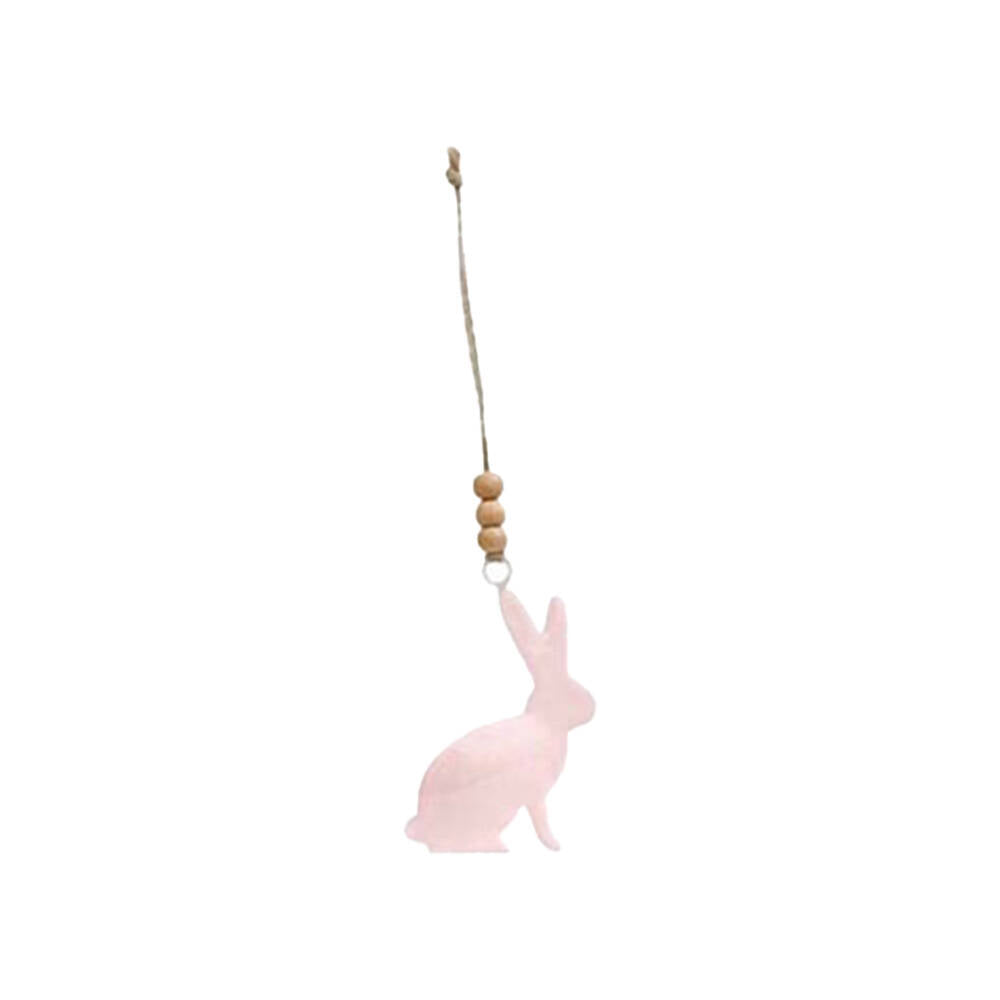 6PK LVD Rabbit Hanger Piece Iron/Wood Hanging Ornament 8cm - Assorted