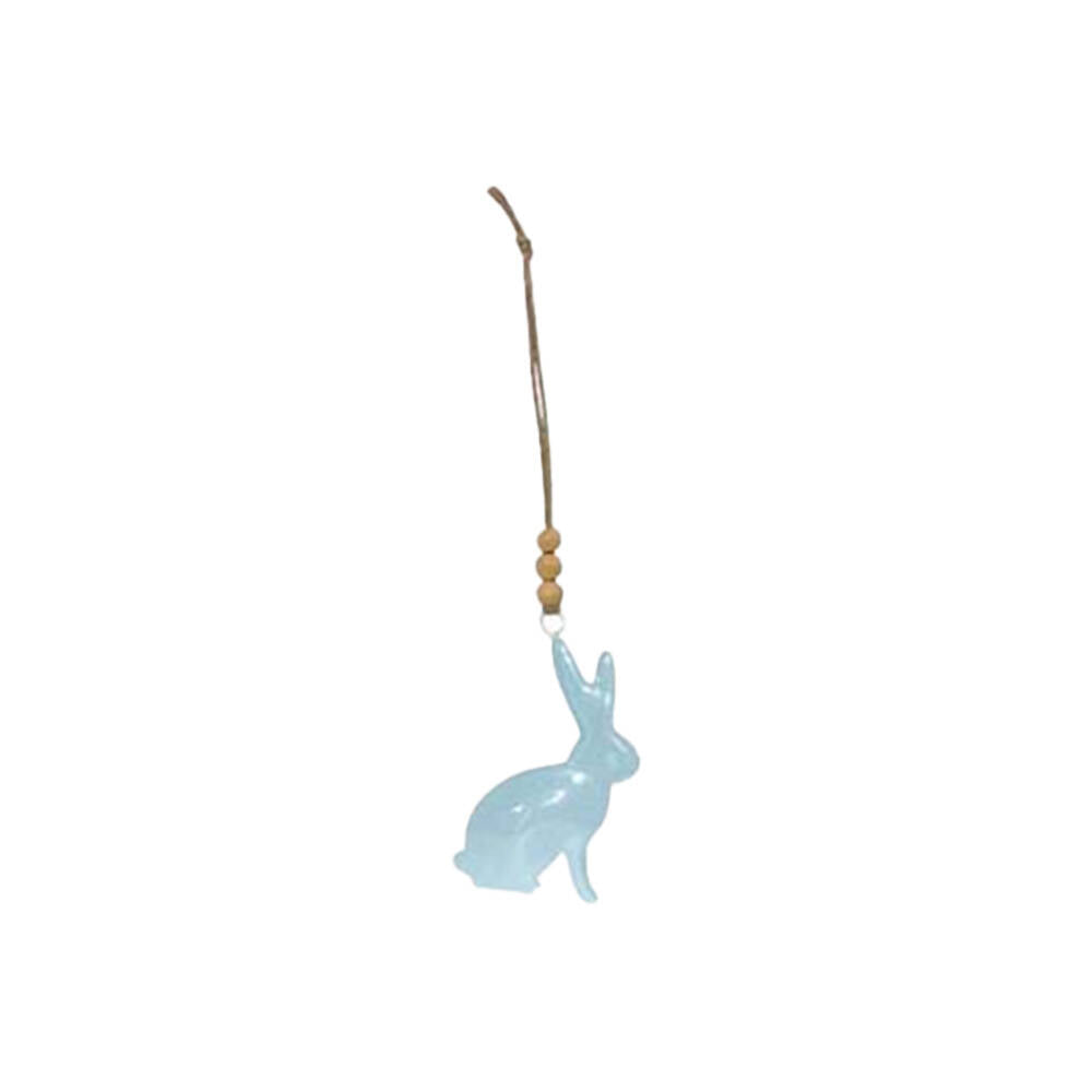 6PK LVD Rabbit Hanger Piece Iron/Wood Hanging Ornament 8cm - Assorted