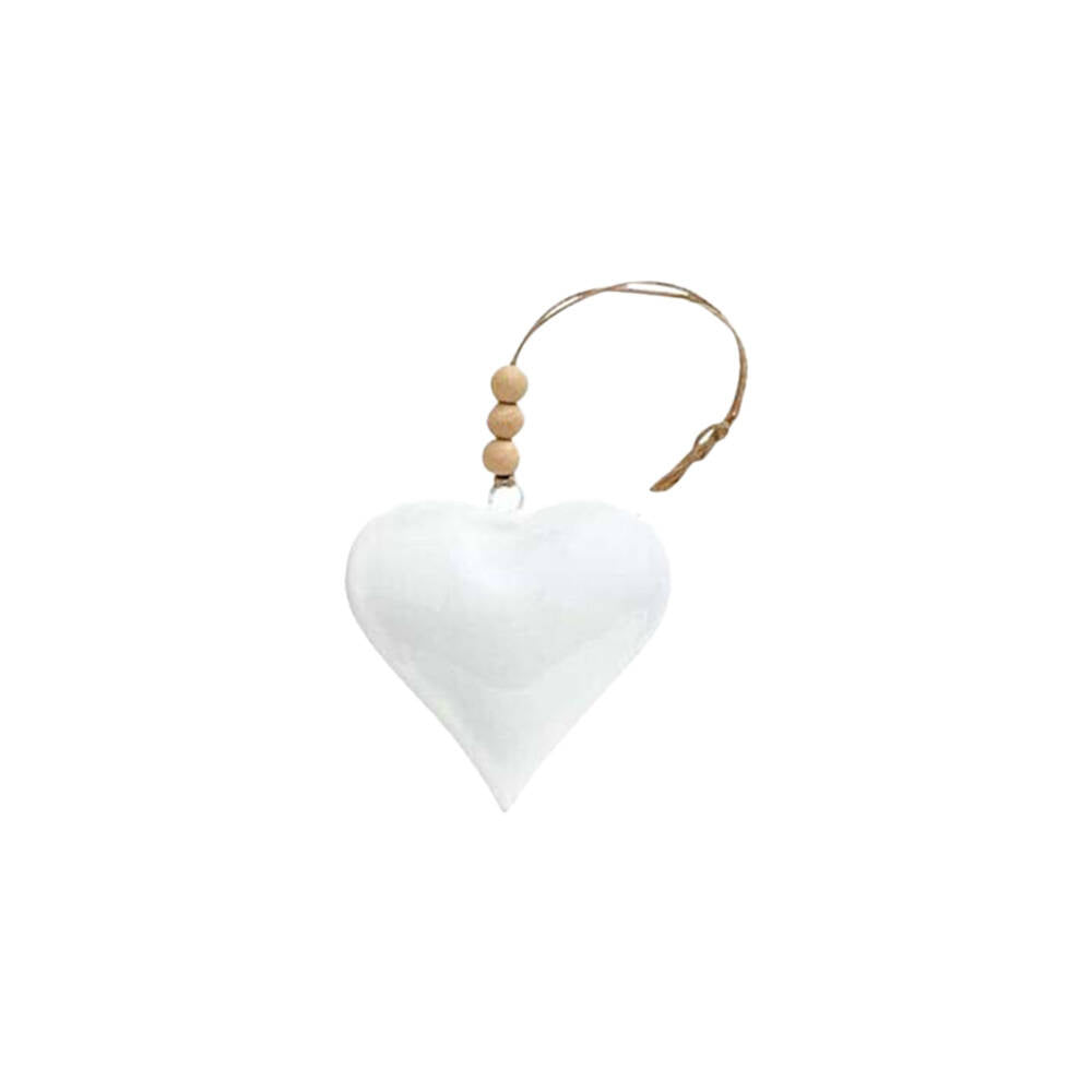 6PK LVD Heart Hanger Piece Wooden Ornament Decor 8cm Assorted