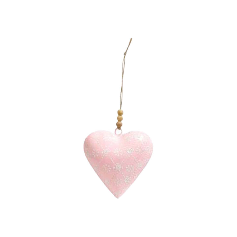 6PK LVD Pattern Heart Hanger Piece Iron/Wood Hanging Ornament 10cm - Assorted