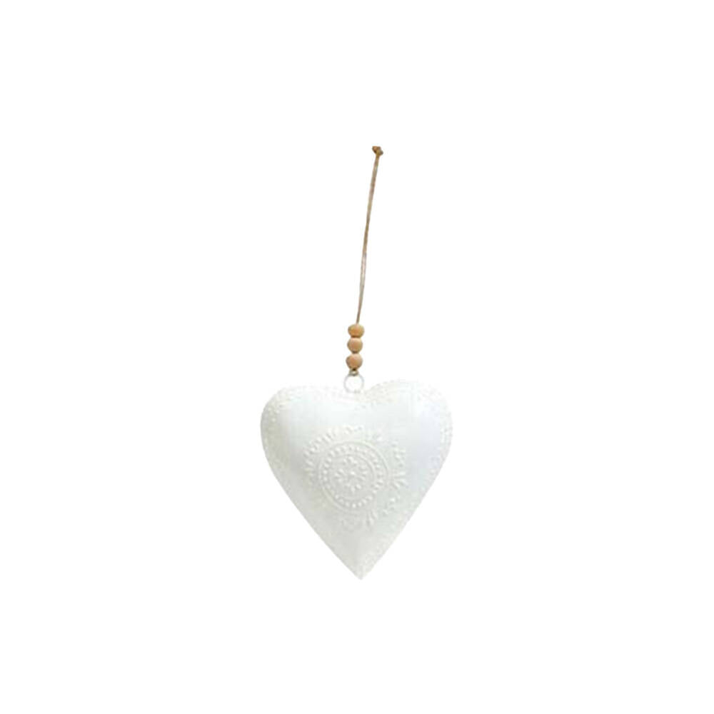 6PK LVD Pattern Heart Hanger Piece Iron/Wood Hanging Ornament 10cm - Assorted