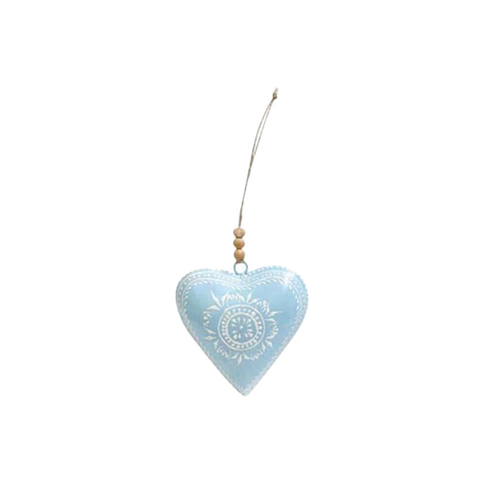 6PK LVD Pattern Heart Hanger Piece Iron/Wood Hanging Ornament 10cm - Assorted