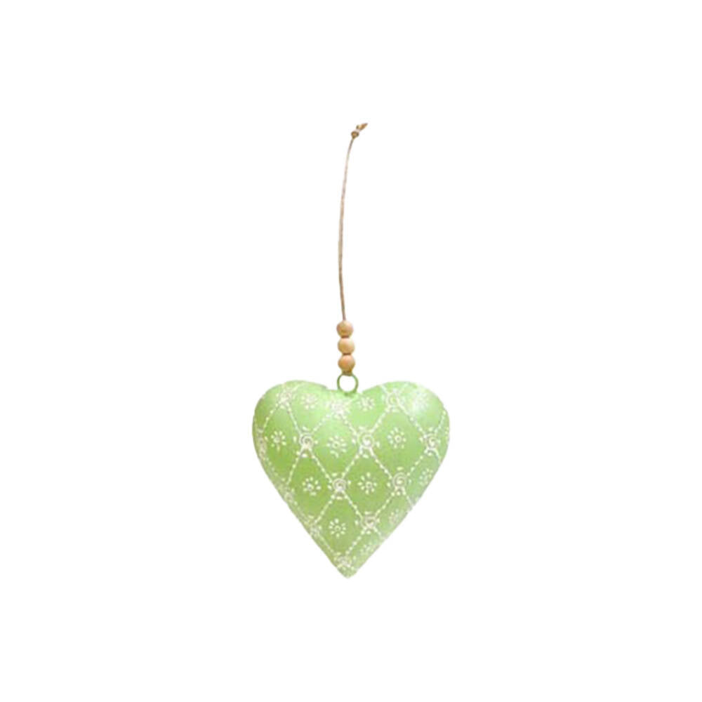 6PK LVD Pattern Heart Hanger Piece Iron/Wood Hanging Ornament 10cm - Assorted