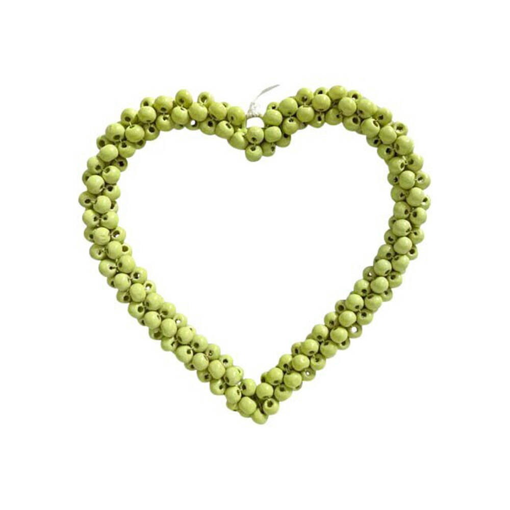 2PK LVD Bead Heart Hanger Wooden Hanging Ornament Decor Green 17cm