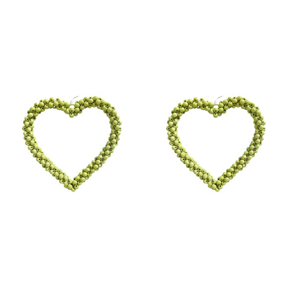 2PK LVD Bead Heart Hanger Wooden Hanging Ornament Decor Green 17cm
