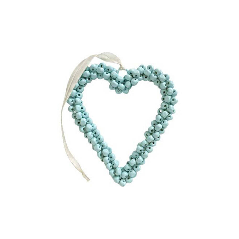 3PK LVD Bead Heart Hanger Wooden Hanging Ornament Decor Blue Medium