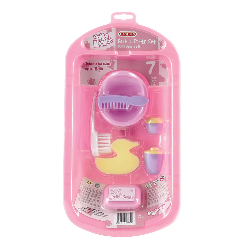 Casdon Baby Bath & Potty Set Role-play Doll Care Toy Kids Toddler 3y+ Pink