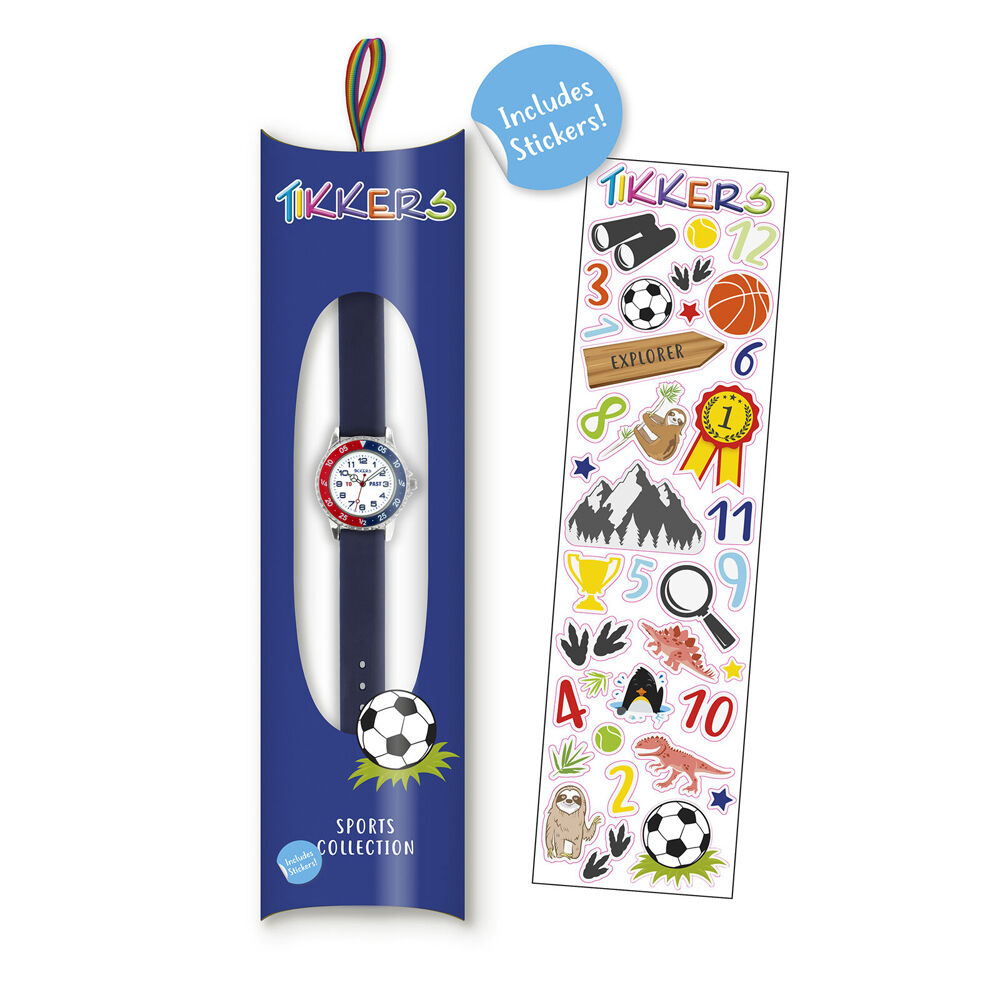 Tikkers Time Teacher Dial Watch with Blue and Red Silicone Straps - Blue