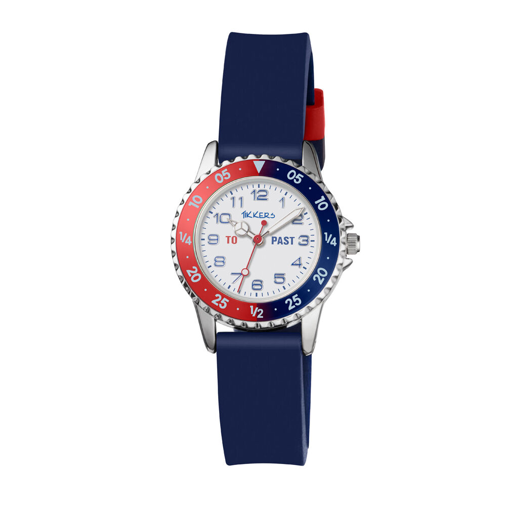 Tikkers Time Teacher Dial Watch with Blue and Red Silicone Straps - Blue