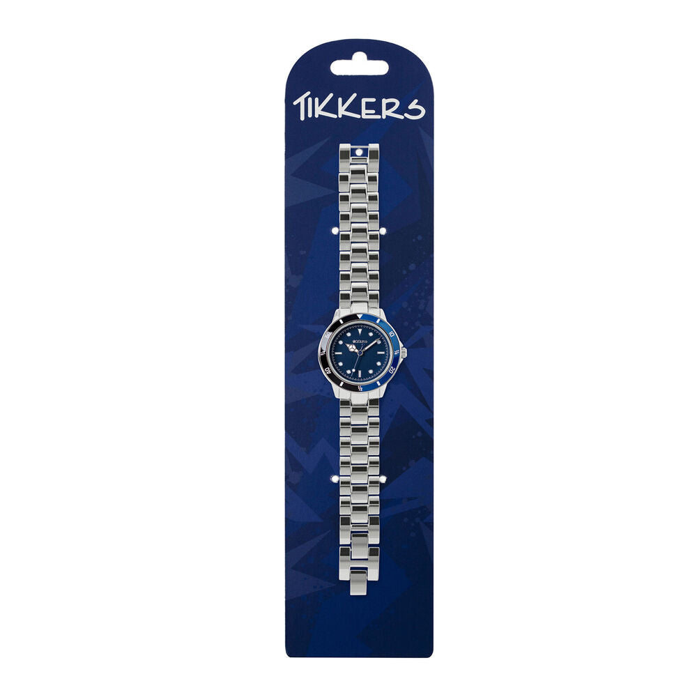 Tikkers Two-Tone Navy Dial Watch w/ Adjustable Silver Link Bracelet - Blue