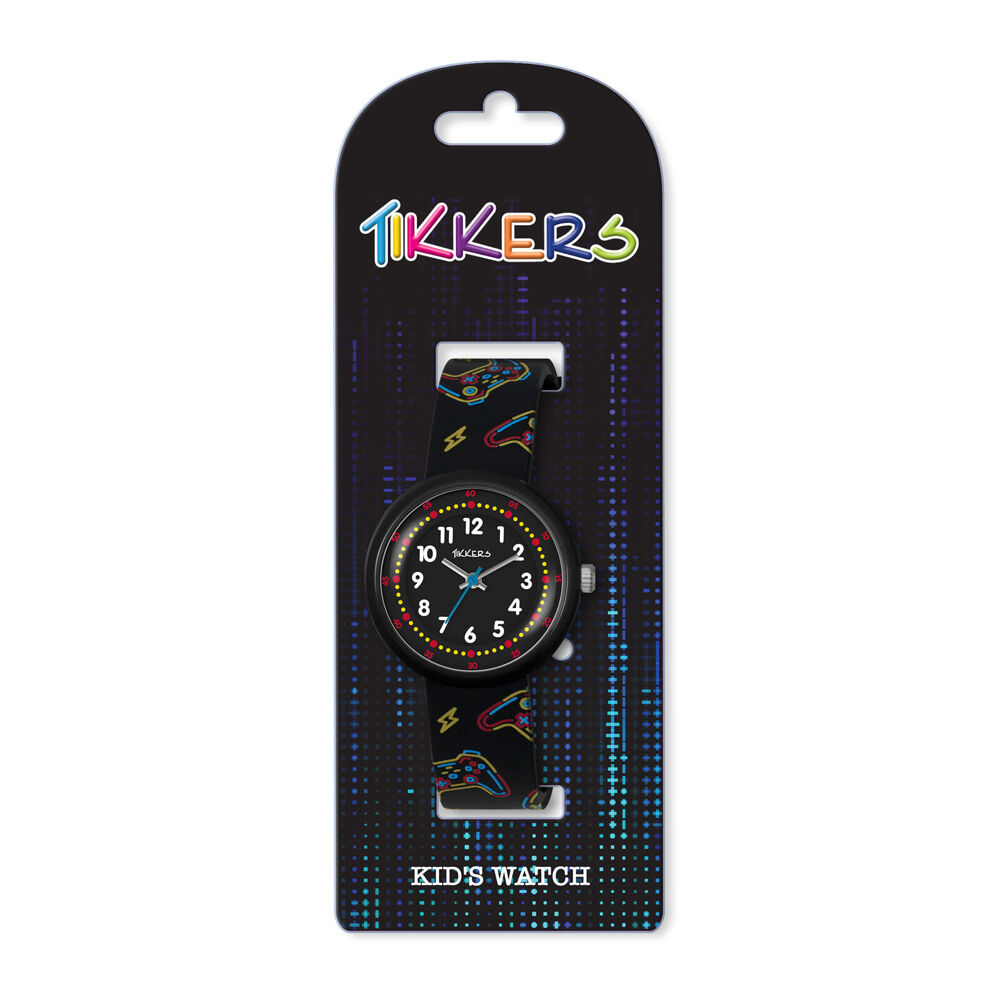 Tikkers Time Gaming Dial Watch with Silicone Adjustable Straps - Black