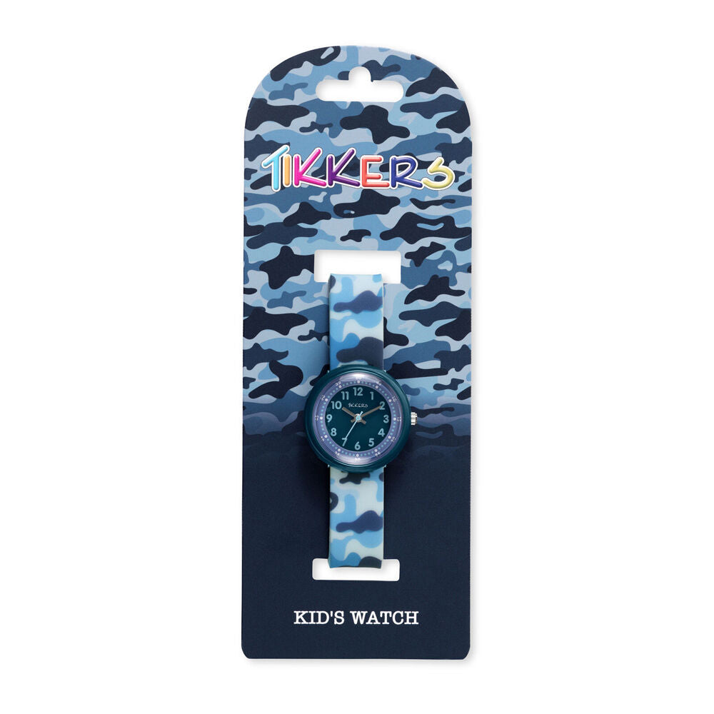 Tikkers Time Camouflage Dial Watch with Silicone Adjustable Straps - Blue