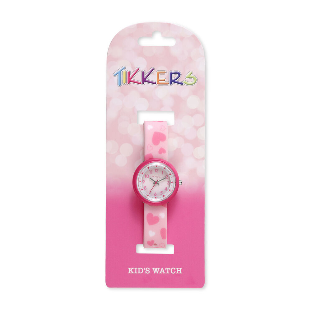 Tikkers Time Pink Heart Dial Watch with Silicone Adjustable Straps - Pink