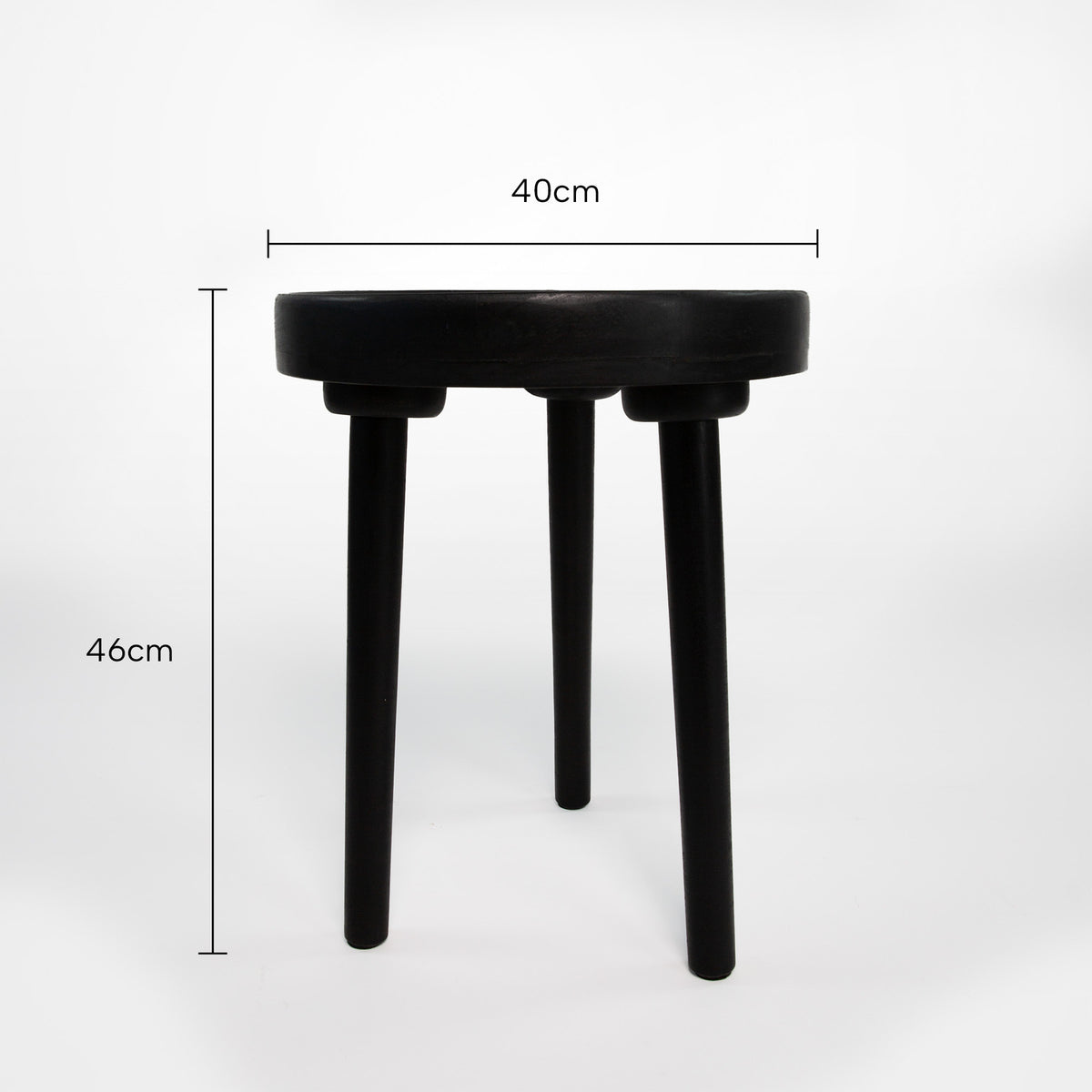 Rayell 46cm Carved Timber Top Bisque Side Table - Black