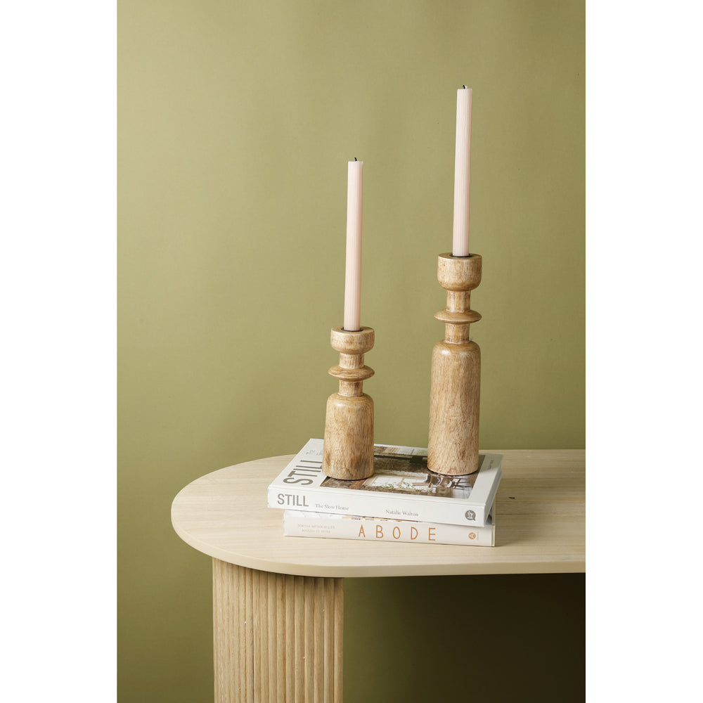 Maine & Crawford Andi 20cm Wooden Taper Candle Holder - Natural