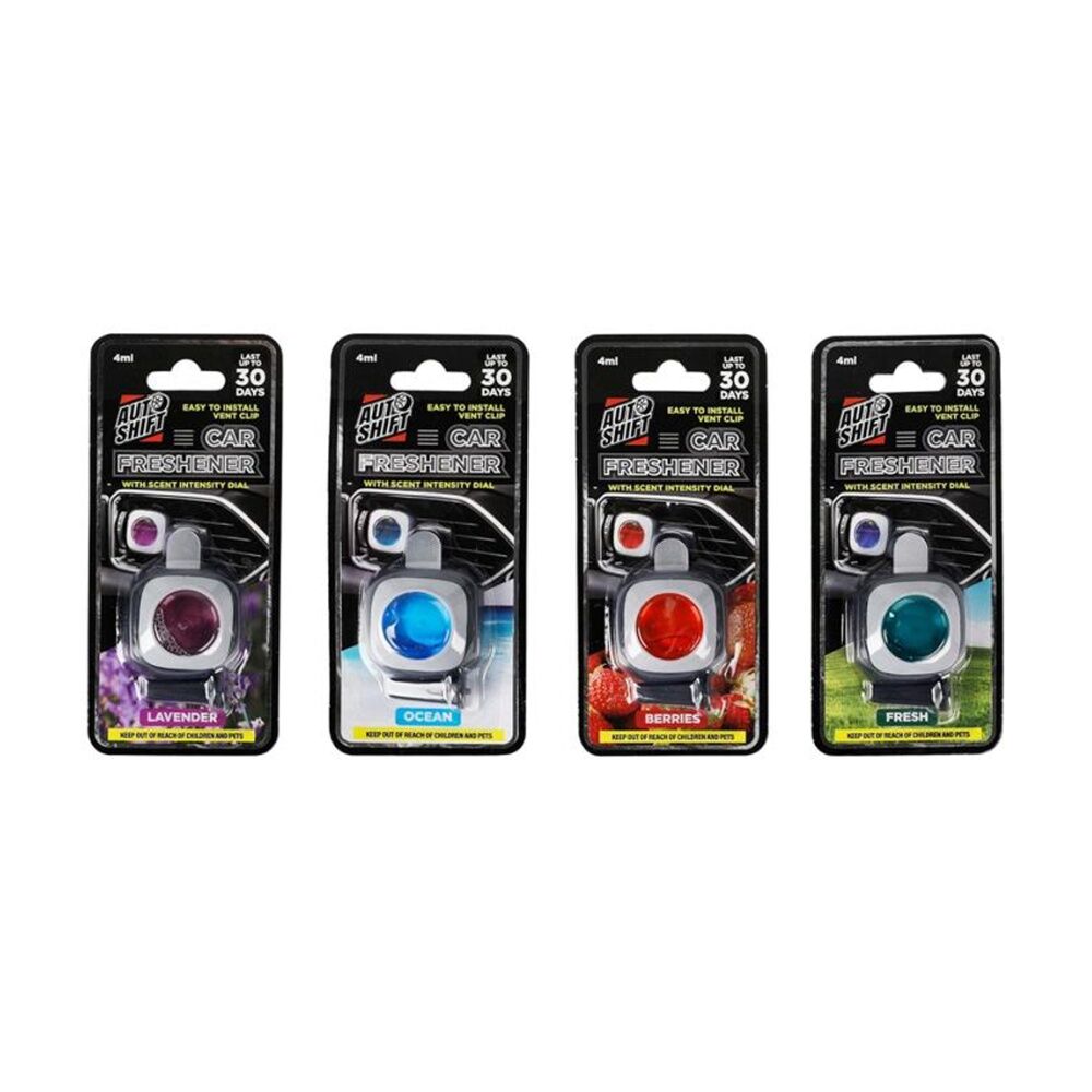 24PK AutoShift Car Air Freshener w/Vent Clip 30 Days 4ml Various Scents Assorted
