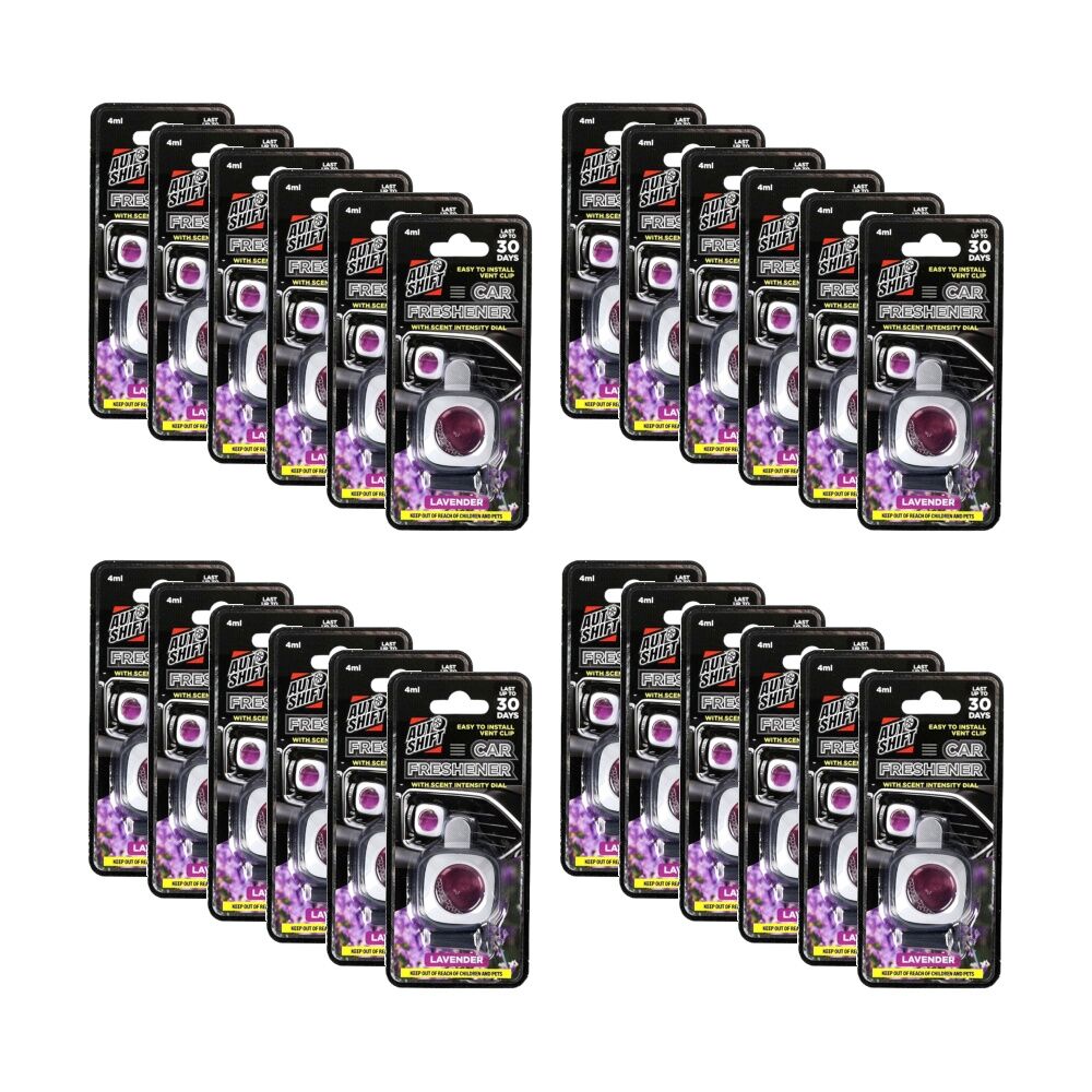 24PK AutoShift Car Air Freshener w/Vent Clip 30 Days 4ml Various Scents Assorted