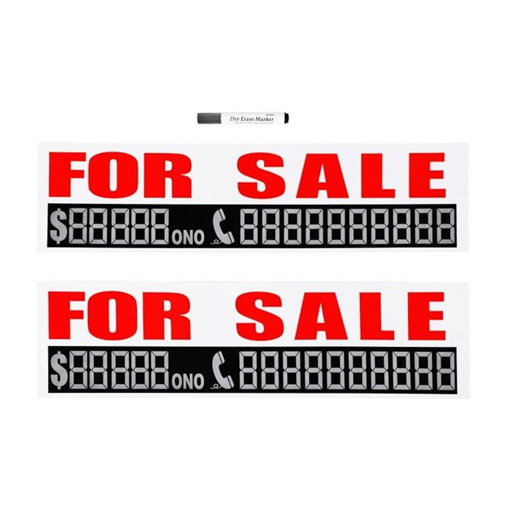 6PK AutoShift Car/Vehicle Label/Sign For Sale Sign w/Dry Erase Marker 58x15cm