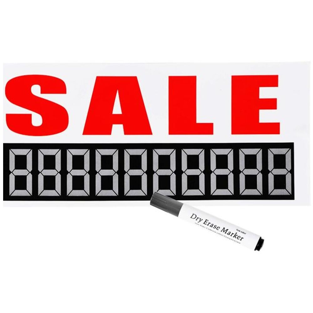 6PK AutoShift Car/Vehicle Label/Sign For Sale Sign w/Dry Erase Marker 58x15cm