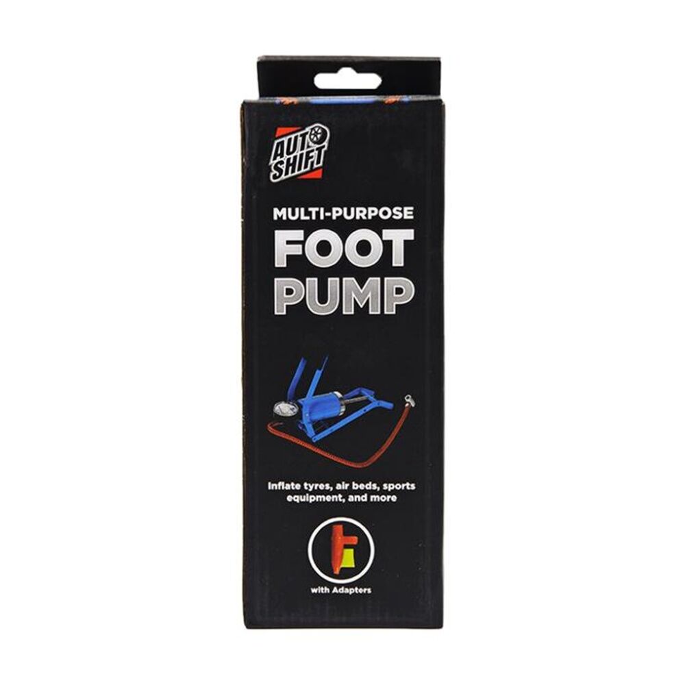 4PK AutoShift Heavy Duty Multi Purpose Foot Operated Air Pump w/Valve Adaptors