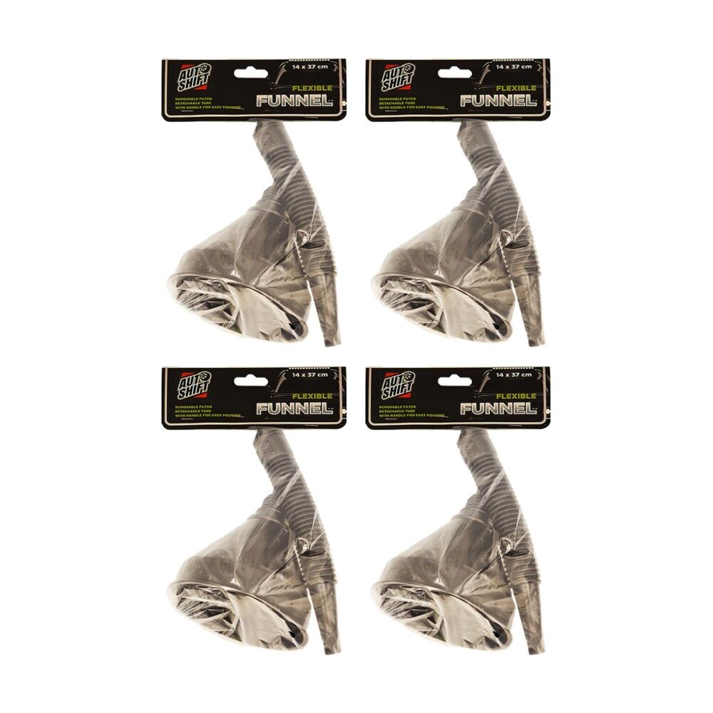 4PK AutoShift Flexible Automotive Funnel w/Removable Filter Detach Tube 14x37cm