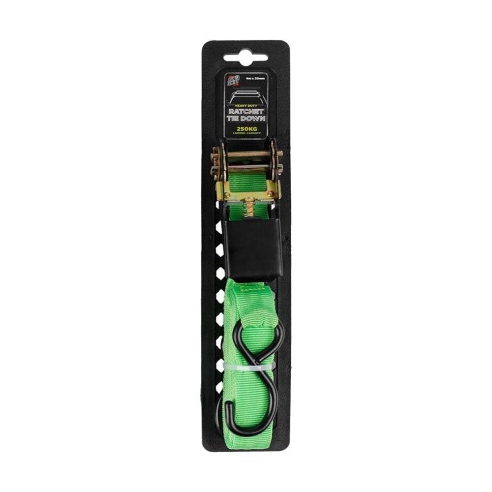 3PK AutoShift Heavy Duty Ratchet Tie Down 250kg Capacity w/Auto-Lock 4m Green