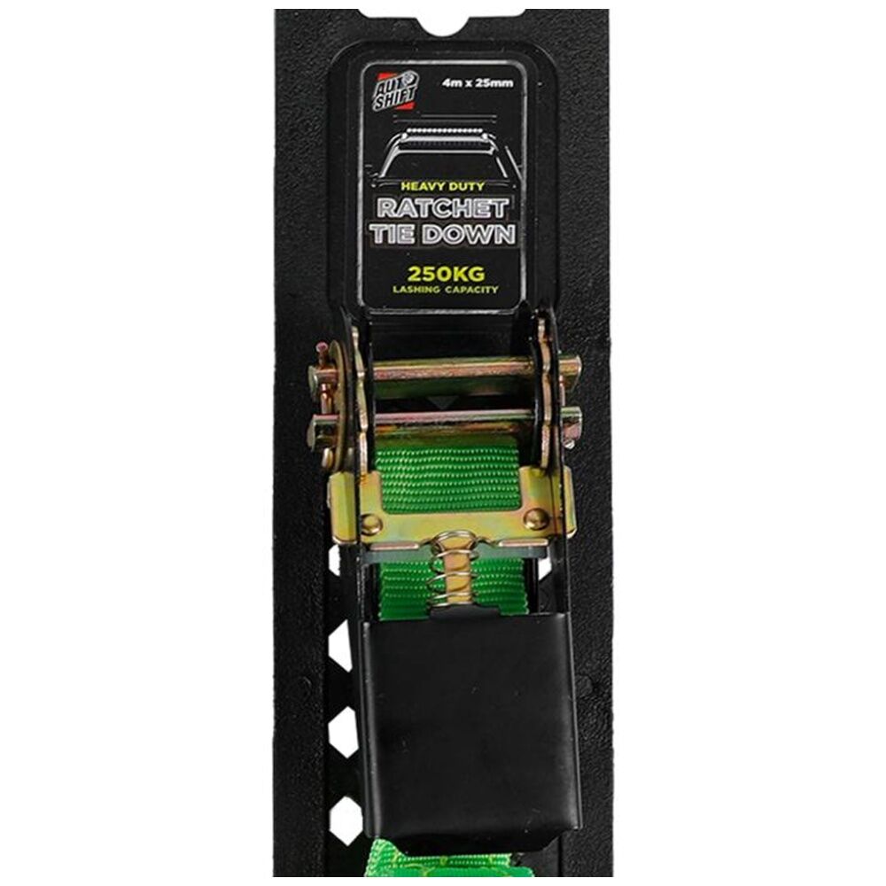 3PK AutoShift Heavy Duty Ratchet Tie Down 250kg Capacity w/Auto-Lock 4m Green