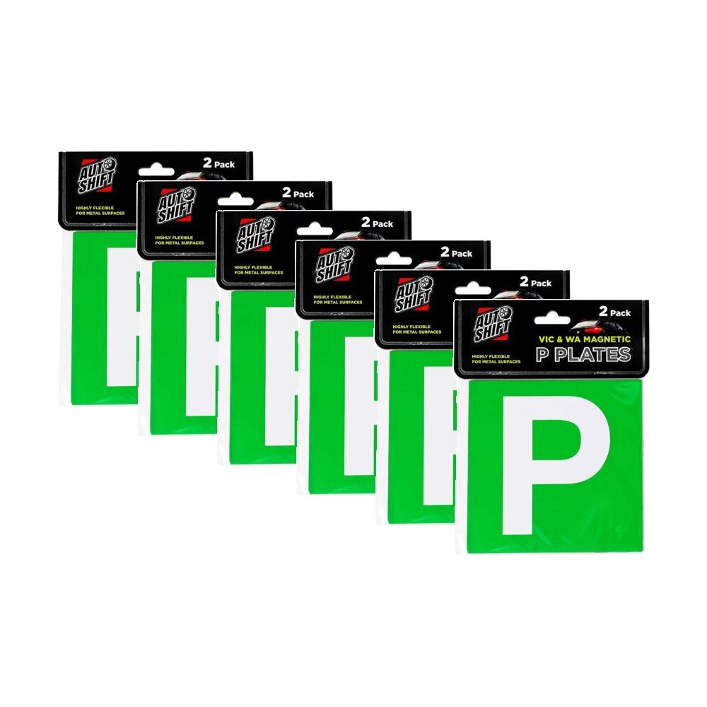 6x 2PK AutoShift VIC/WA Magnetic Green Probationary Licence Plate/Signs 15cm