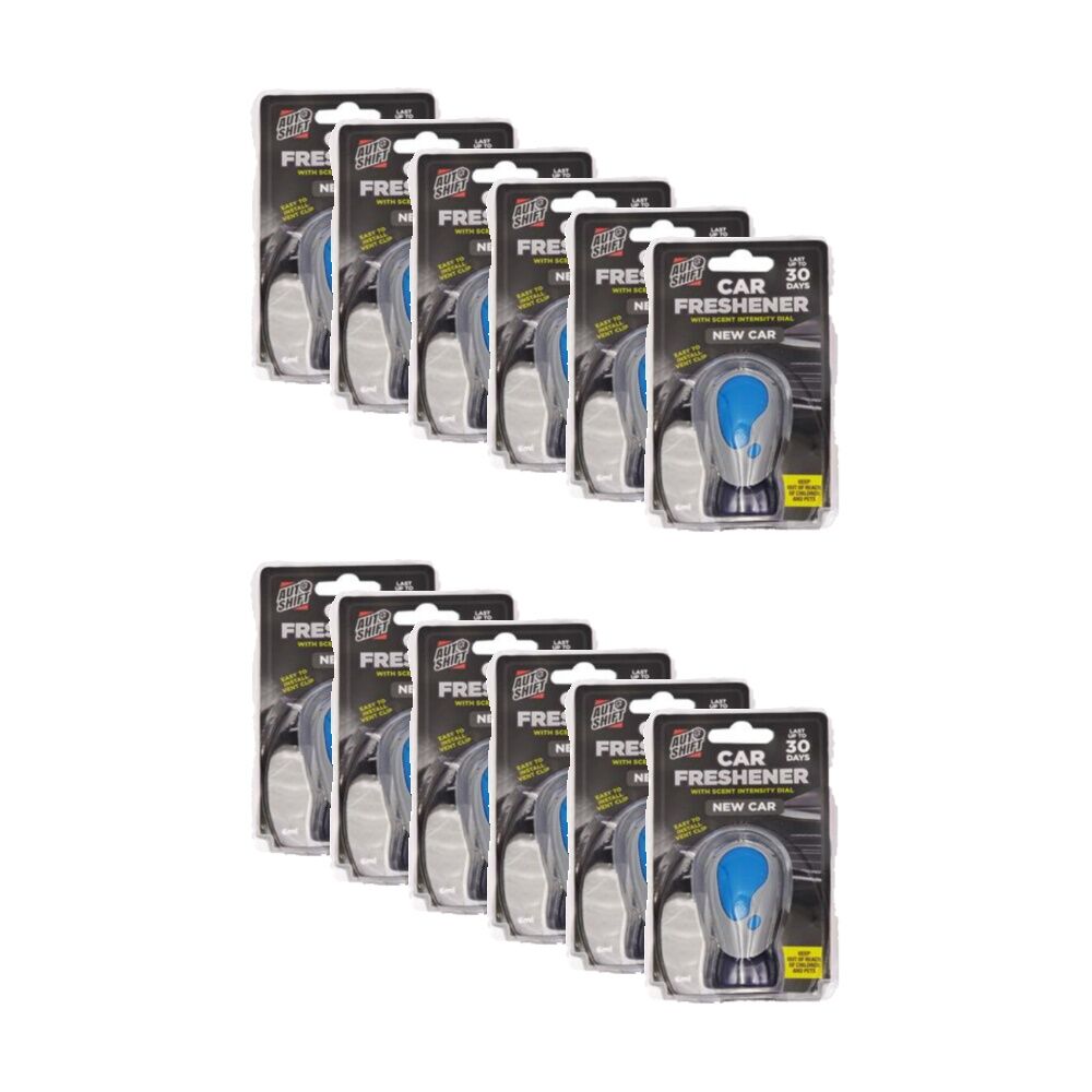 12PK AutoShift Car Air Freshener w/Scent Intensity Dial Auto Accessory Assorted