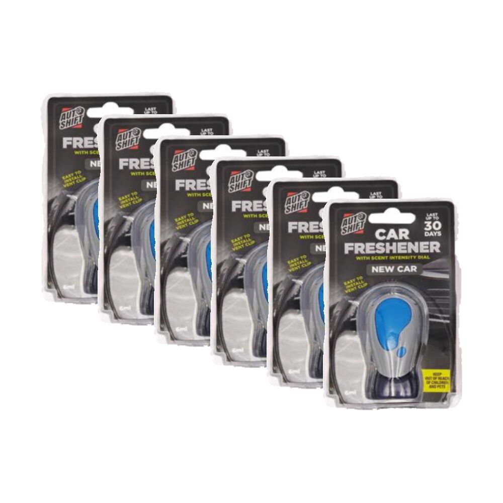 6PK AutoShift Car Air Freshener w/Scent Intensity Dial Auto Accessory Assorted