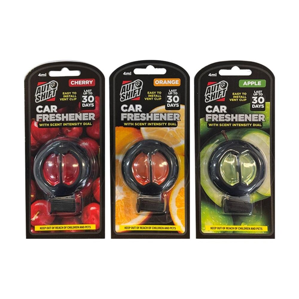 6PK AutoShift Car Vent Clip Air Freshener w/Scent Intensity Dial 4ml Assorted