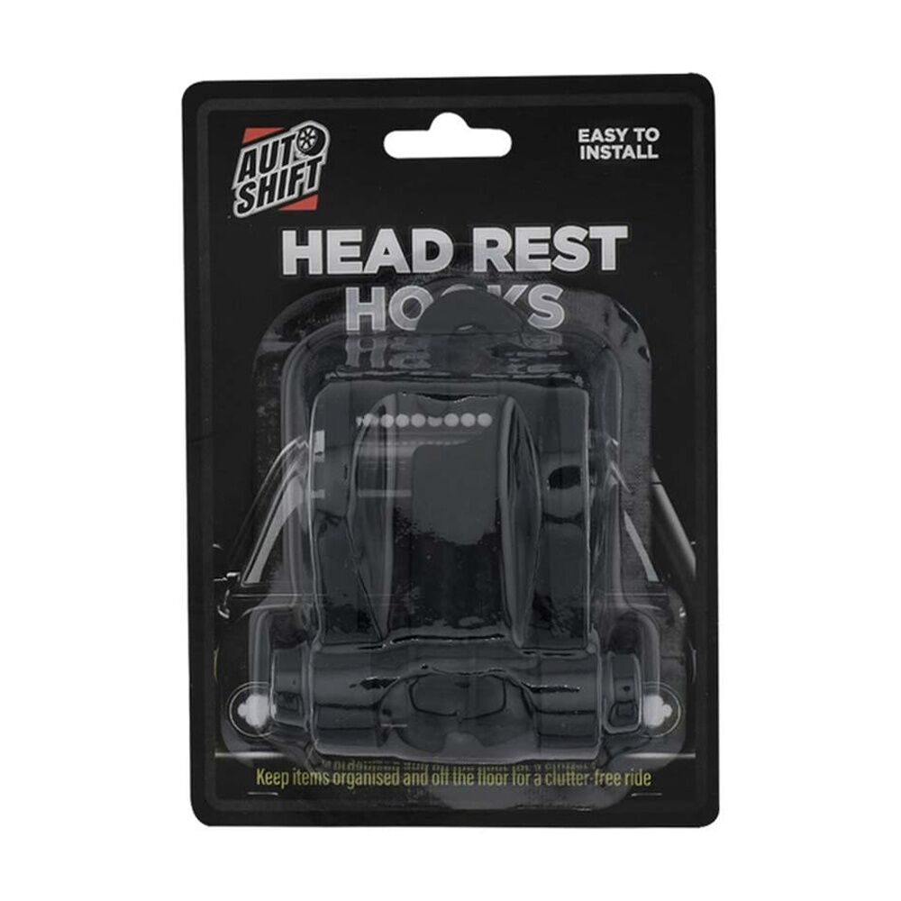 4PK AutoShift Headrest Hanger Hook Car Organisation Accessory Black