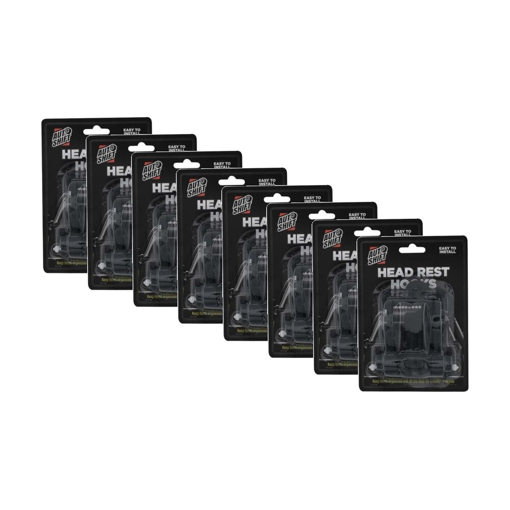 8PK AutoShift Headrest Hanger Hook Car Organisation Accessory Black