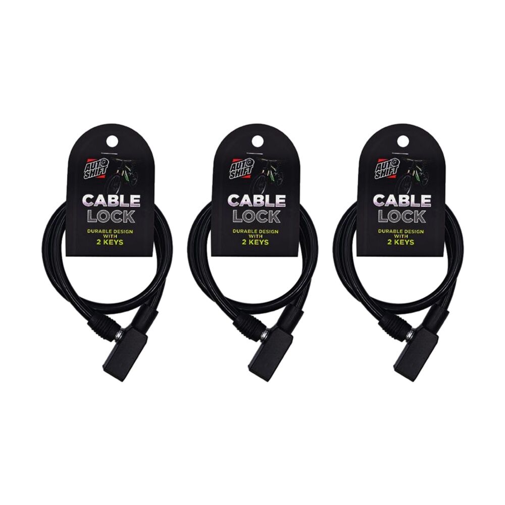 3PK AutoShift Cable Keyed Bike Lock w/2 Keys Property Protection/Security