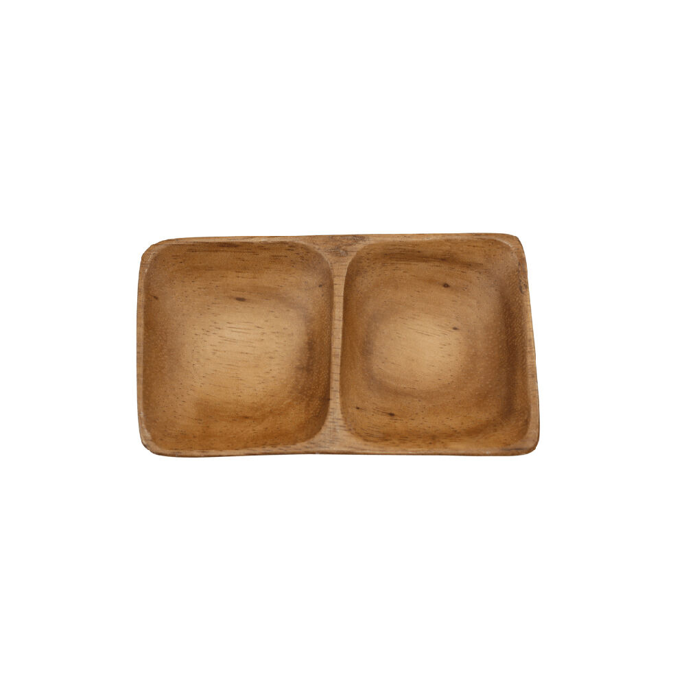 4PK Darlin Acacia Wood Salt & Pepper Condiment Dish Heat Resistance 12x7cm Brown