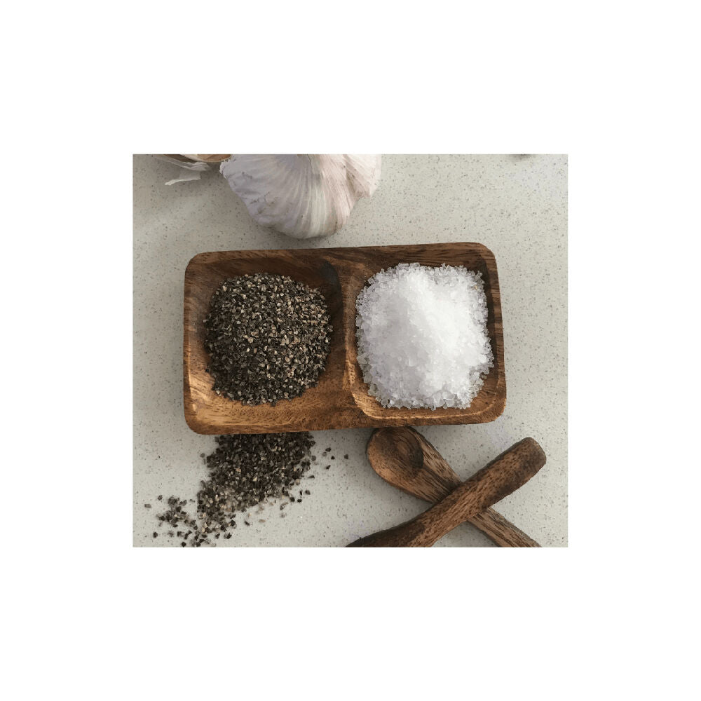 4PK Darlin Acacia Wood Salt & Pepper Condiment Dish Heat Resistance 12x7cm Brown