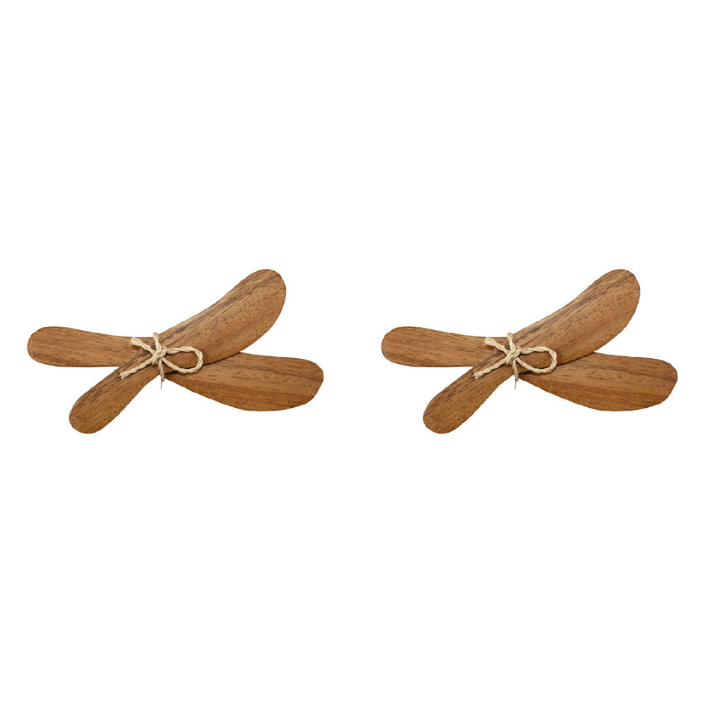 2x2pc Darlin Acacia Wood Cheese Butter Spreaders Heat Resistance 15x2.5cm Brown