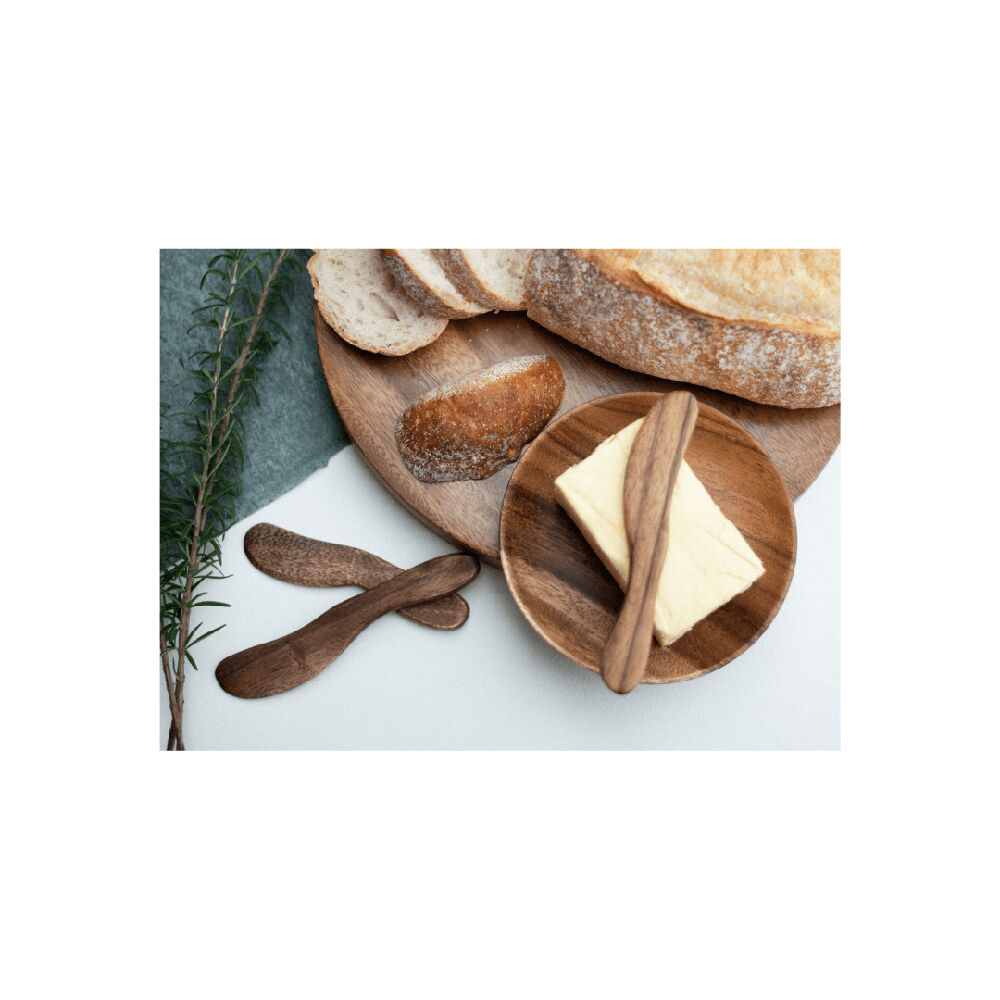 2x2pc Darlin Acacia Wood Cheese Butter Spreaders Heat Resistance 15x2.5cm Brown