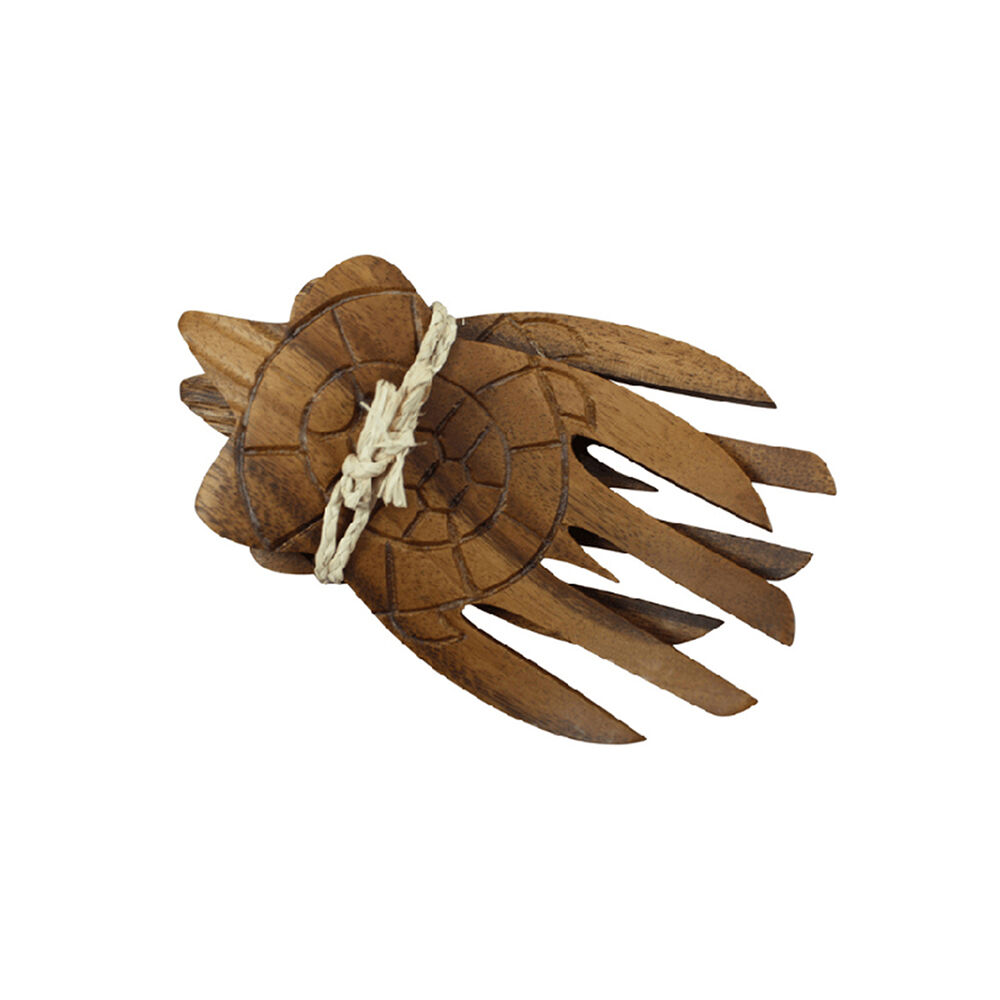 2pc Darlin Acacia Wood Turtle Salad Hands Server/Tosser 19x2cm Brown