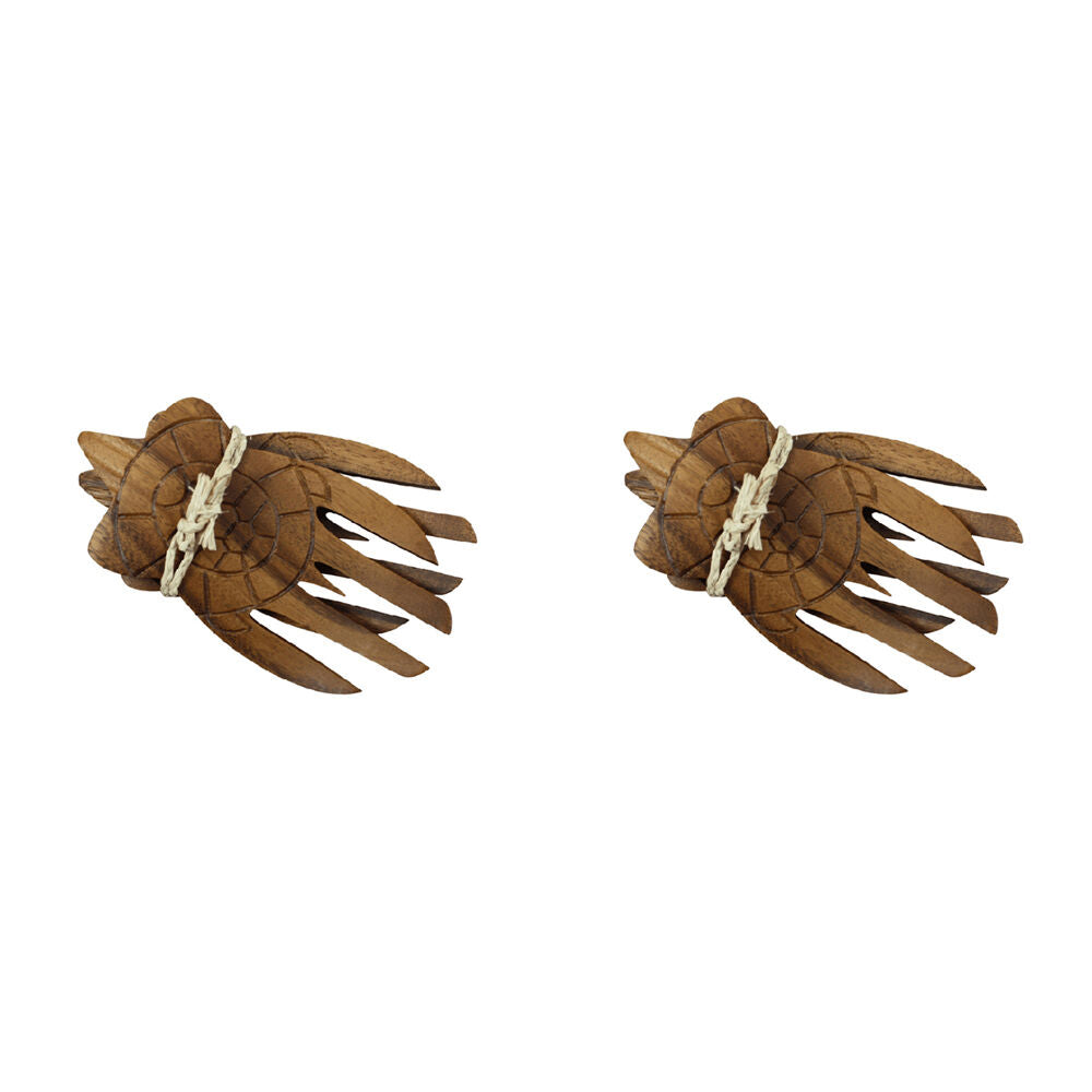 2x2pc Darlin Acacia Wood Turtle Salad Hands Server/Tosser 19x2cm Brown