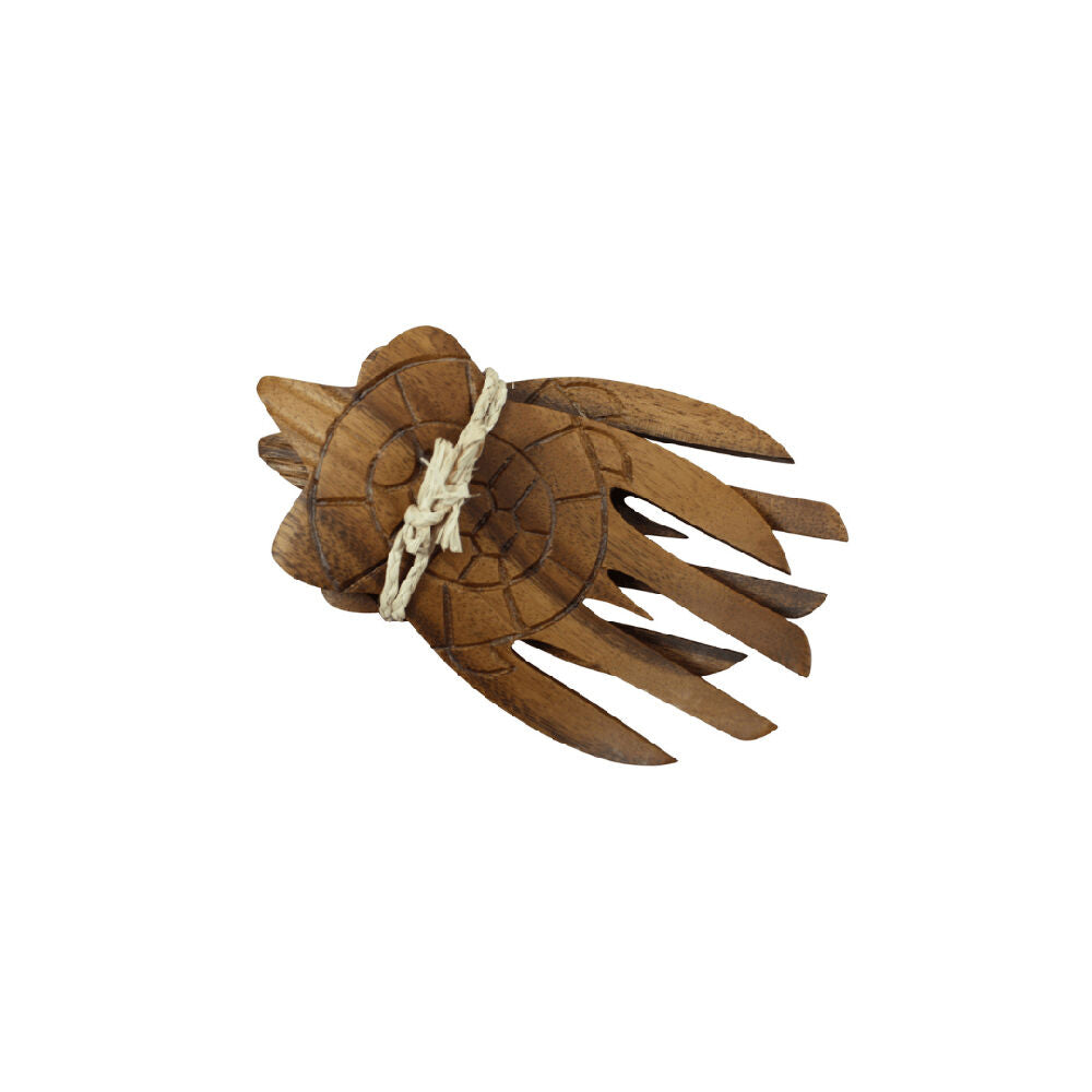 2x2pc Darlin Acacia Wood Turtle Salad Hands Server/Tosser 19x2cm Brown