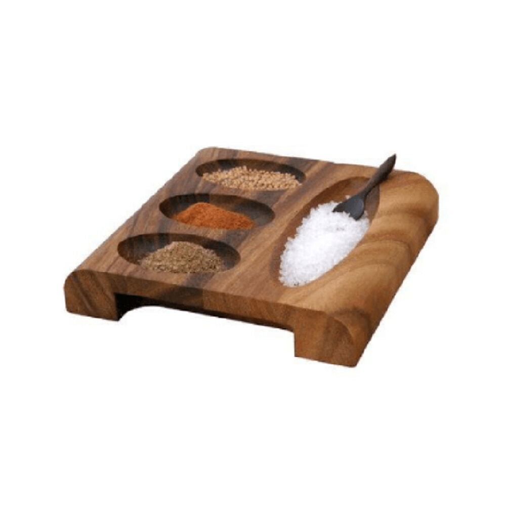 Darlin Acacia Wood Spice Condiment Tray Kitchen Countertop 15x2.5cm Brown