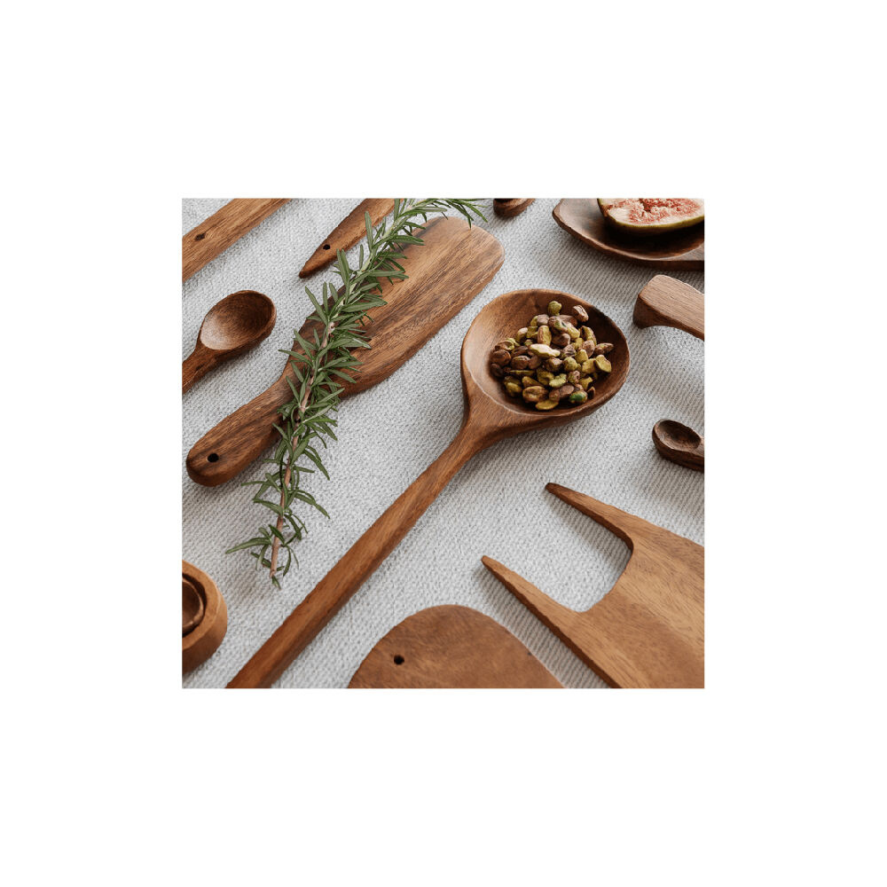 3PK Darlin Acacia Wood Long Ladle Kitchen Heat Resistance 32x4cm Brown