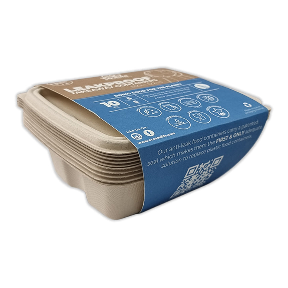 2x 50pc EcoSouLife Harvest Leakproof Rectangular Containers 650ml