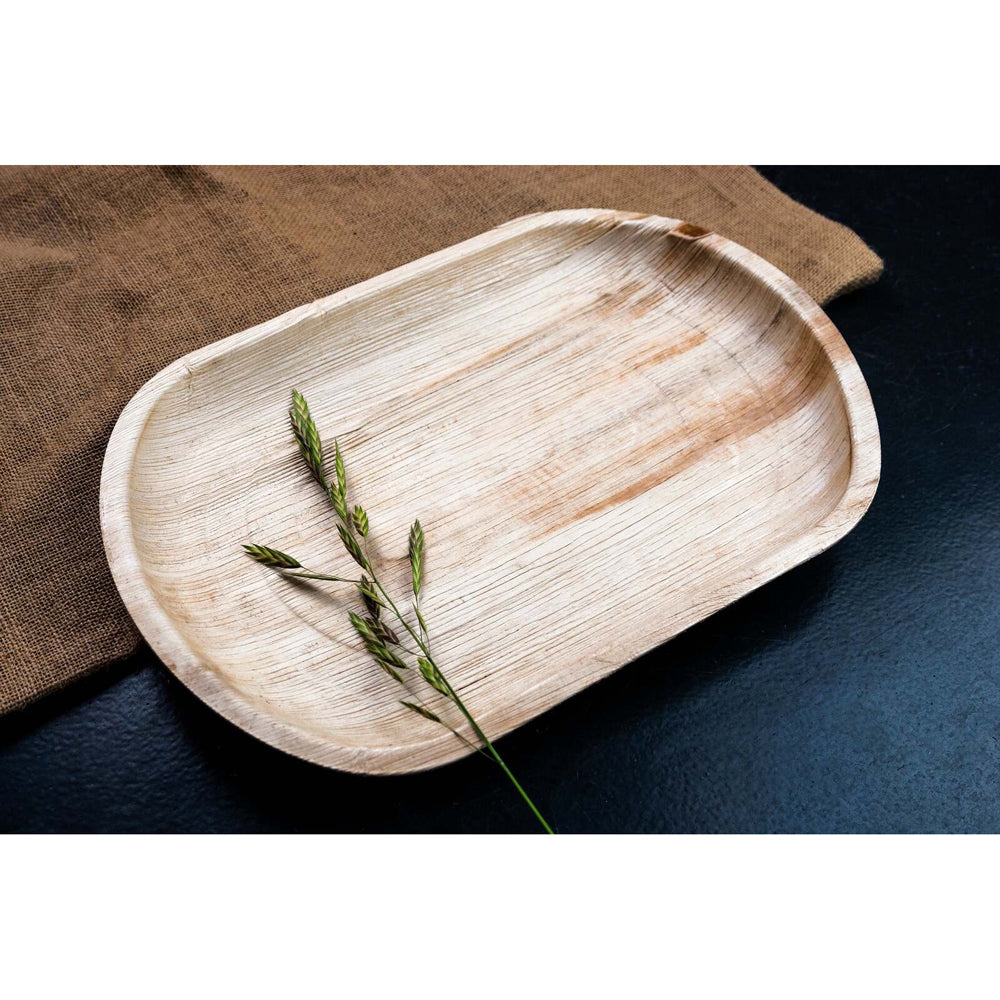2x 9PK EcoSouLife Disposable Areca Nut Leaf Large Serving Tray 560cm - Brown