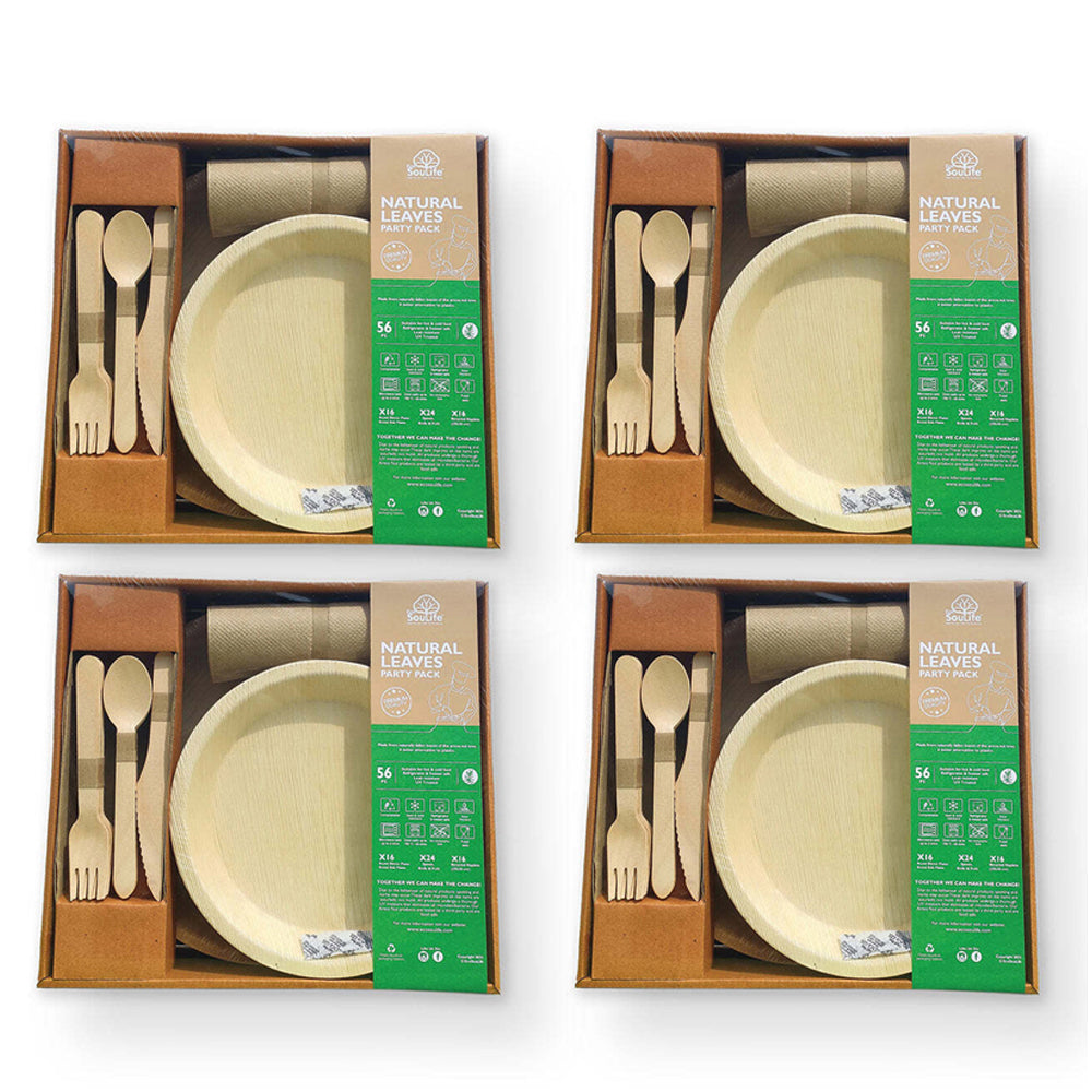 2x 112pc EcoSouLife Areca Nut Leaf Round Party Pack - Beige