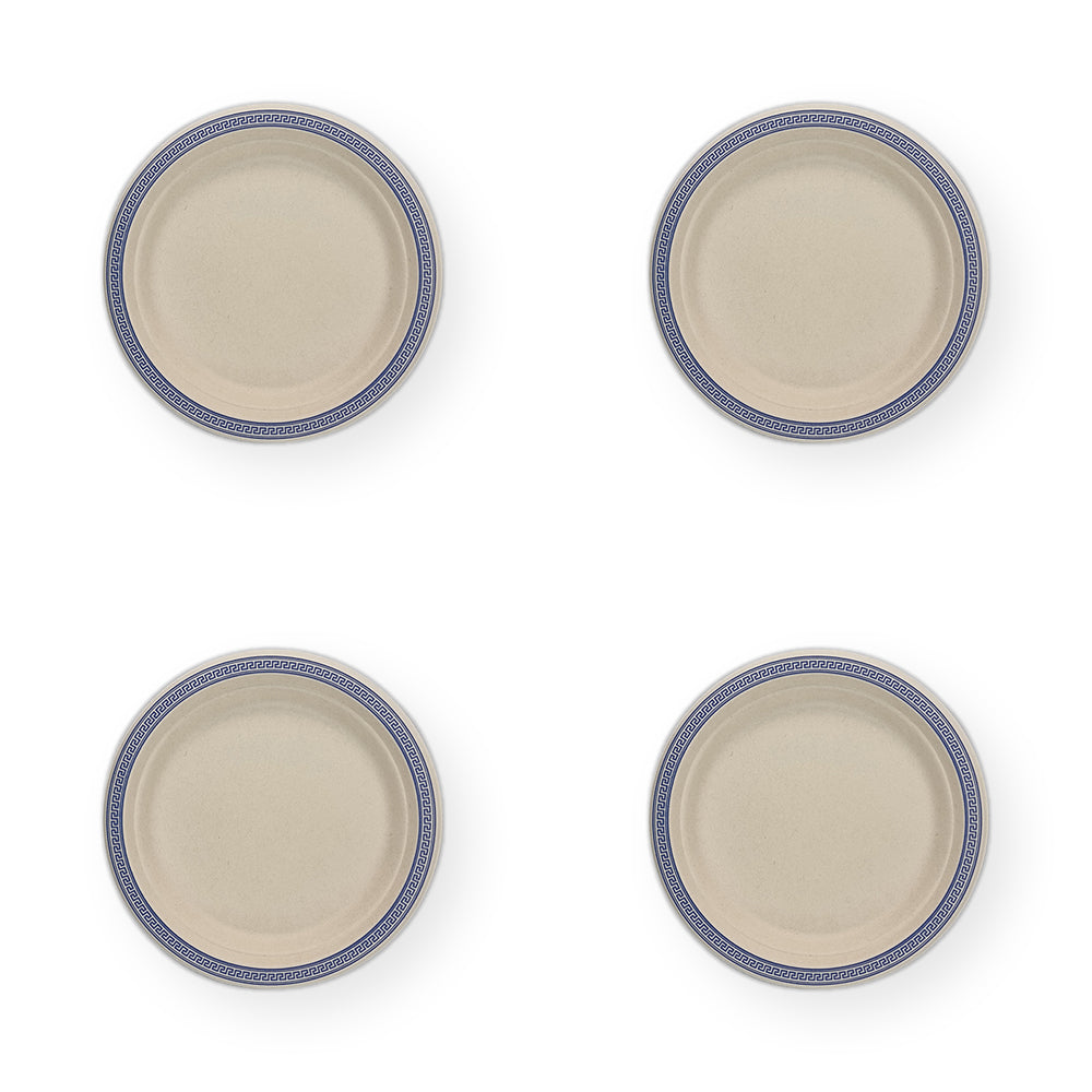 4x 60pc EcoSouLife Harvest Art Series Dinner Plates Greek Blue 23cm