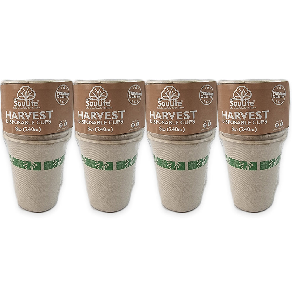 4x 60pc EcoSouLife Harvest Art Series Cups Green 236ml